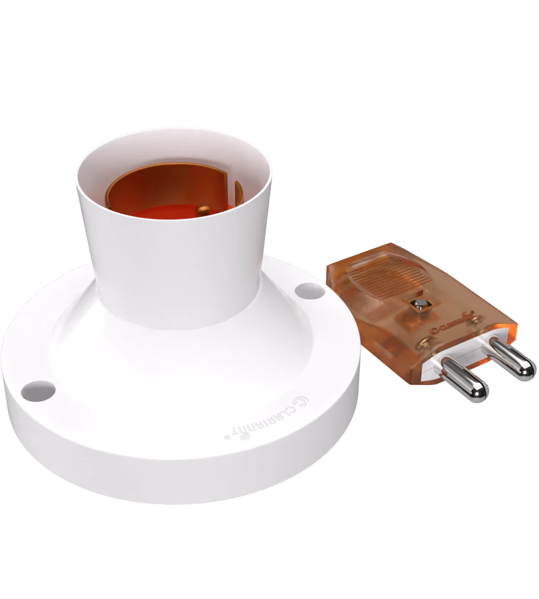 Clariannt electrical Batten holder and 2-pin top showcased against a clean background.